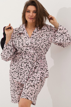 Шорты летние на высокой посадке с карманами и принтом BegiModa 8008 розовое_сердце - фото 1