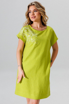 Летнее платье прямой крой с вышивкой пайетками и карманами Faufilure C1655 - фото 2