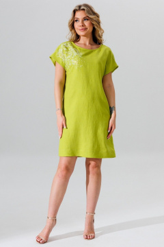 Летнее платье прямой крой с вышивкой пайетками и карманами Faufilure C1655 - фото 1