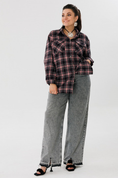 Рубашка клетка из шерстяного текстиля на каждый день Anelli 1452 орхидея - фото 3