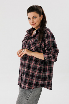 Рубашка клетка из шерстяного текстиля на каждый день Anelli 1452 орхидея - фото 2