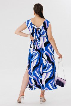 Сарафан трапеция с V-вырезом и разрезами Anelli 1472.2 ультрамарин - фото 4