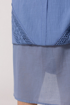 Платье из хлопка с кружевными вставками и круглым вырезом Golden Valley 44034-1 темно-голубой - фото 4