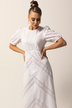 Платье из хлопка с кружевными вставками и классическим кроем Golden Valley 44034-1 белый - фото 2