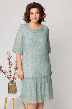 Платье из шифона с притачным воланом и нагрудными талиевыми вытачками Fortuna ШЖ 669 темная_мята - фото 3