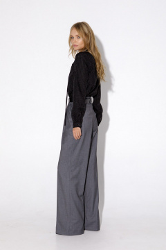Палаццо брюки из вискозы с высокой посадкой и широкими штанинами PiRS 4650 серый - фото 5