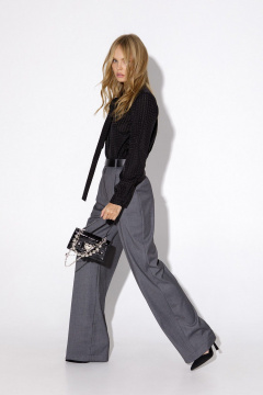 Палаццо брюки из вискозы с высокой посадкой и широкими штанинами PiRS 4650 серый - фото 2