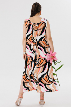 Трапеционный сарафан из вискозы с разрезами и вырезом Anelli 1472.2 пунш_из_папайи - фото 3