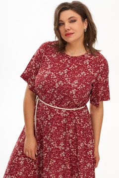 Бежевое платье рубашка с карманами и поясом из текстиля BegiModa 1039 вино - фото 5