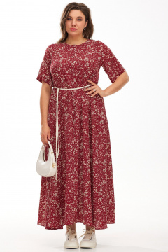 Бежевое платье рубашка с карманами и поясом из текстиля BegiModa 1039 вино - фото 1