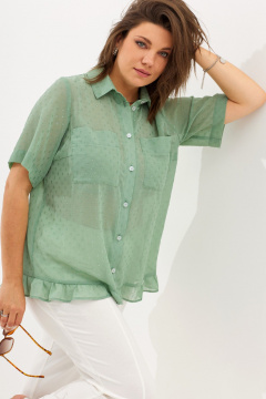 Легкая шифоновая блуза прямого кроя с карманами BegiModa 4098 нефрит - фото 3
