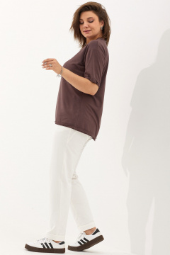 Трикотажная блуза свободного кроя с укороченным рукавом BegiModa 4100 мокко - фото 5