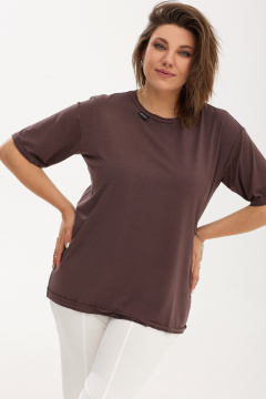 Трикотажная блуза свободного кроя с укороченным рукавом BegiModa 4100 мокко - фото 2