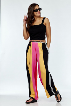 Леновые высокие брюки с резинкой и боковыми карманами Luna 172 полоска - фото 5