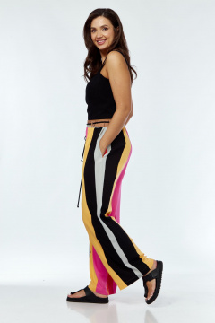 Леновые высокие брюки с резинкой и боковыми карманами Luna 172 полоска - фото 4