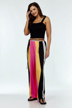 Леновые высокие брюки с резинкой и боковыми карманами Luna 172 полоска - фото 3