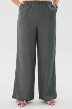 Льняные летние брюки на резинке с карманами и свободным кроем Anelli 1425.2 базальтово-серый - фото 1