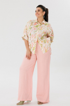 Льняные летние брюки с карманами и комфортной посадкой Anelli 1425.2 клубничный_крем - фото 2