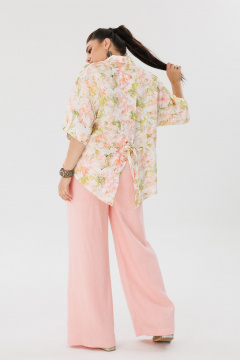 Льняная летняя блуза на каждый день с завязками и рукавом летучая мышь Anelli 1464 цветок_миндаля - фото 2