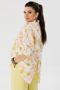 Льняная летняя блуза на каждый день с завязками и рукавом летучая мышь Anelli 1464 цветок_миндаля - фото 4