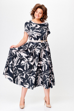 Летнее платье из вискозы в черном стиле на каждый день Swallow 760 черный+бежевые_цветы - фото 5