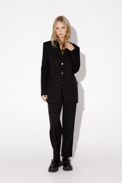 Деловой костюм-двойка из укороченного жакета и брюк с резинкой PiRS 4800 черный - фото 1