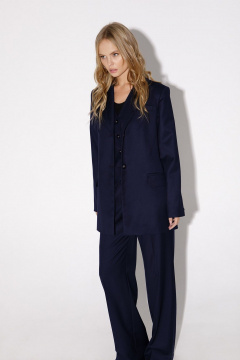 Костюм тройка из вискозы: жакет, жилет, брюки со стрелками PiRS 4823 темно-синий - фото 3