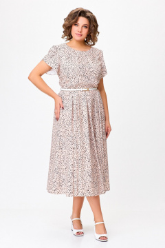 Платье А-силуэта из вискозы: с ремнем и на пуговицах Swallow 756 беж+черные_камушки - фото 2