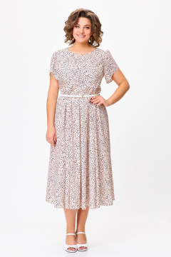 Платье А-силуэта из вискозы: с ремнем и на пуговицах Swallow 756 беж+черные_камушки - фото 1