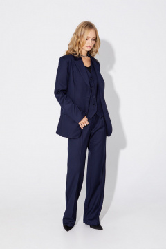 Деловой костюм 2-ка из текстиля с жакетом и брюками PiRS 4955 темно-синий - фото 4
