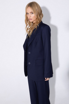 Деловой костюм 2-ка из текстиля с жакетом и брюками PiRS 4955 темно-синий - фото 2