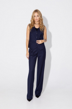 Деловой костюм 3-ка из текстиля с жакетом, жилетом и брюками PiRS 4956 темно-синий - фото 3