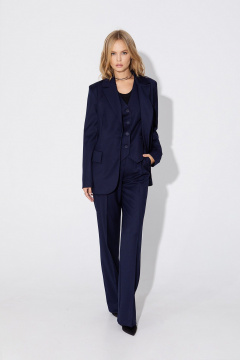 Деловой костюм 3-ка из текстиля с жакетом, жилетом и брюками PiRS 4956 темно-синий - фото 2