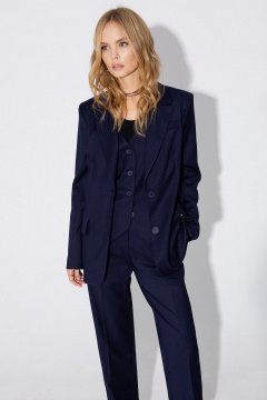 Деловой костюм 3-ка из текстиля с жакетом, жилетом и брюками PiRS 4956 темно-синий - фото 1