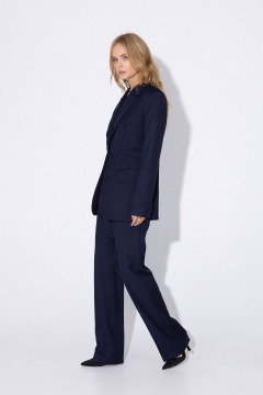 Деловые прямые брюки из текстиля с высокой посадкой PiRS 4960 темно-синий - фото 2