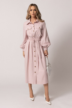 Блуза с накладными карманами и присборенной талиией Golden Valley 2344 розовый - фото 1