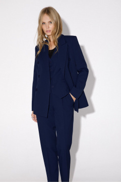 Классический костюм-тройка из двубортного жакета и жилета PiRS 5049 темно-синий - фото 2