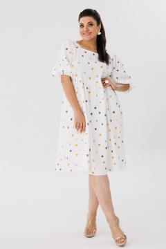 Платье оверсайз с глубоким V-вырезом и завязками на спине Anelli 1295 разноцветные_сердечки - фото 2