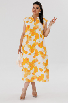 Платье из льна с принтом и полуприлегающим силуэтом Anelli 1424 ван_гог - фото 1