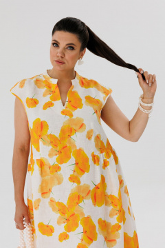 Платье из льна с принтом и полуприлегающим силуэтом Anelli 1424 ван_гог - фото 2