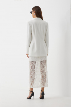 Белый комплект из жакета, топа и юбки из ткани и кружева N.O.W. 1456 - фото 2