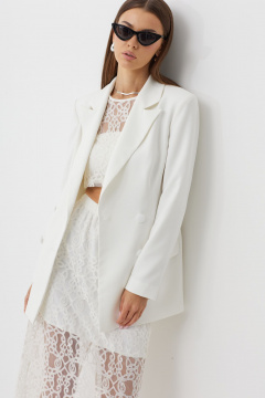 Белый комплект из жакета, топа и юбки из ткани и кружева N.O.W. 1456 - фото 3
