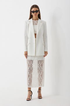 Белый комплект из жакета, топа и юбки из ткани и кружева N.O.W. 1456 - фото 1