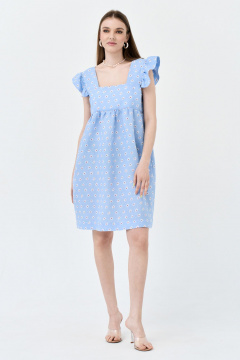Летний сарафан А-силуэта с карманами и воланами LeNata 16410 цветы - фото 1