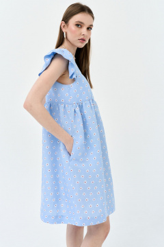 Летний сарафан А-силуэта с карманами и воланами LeNata 16410 цветы - фото 2