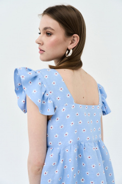 Летний сарафан А-силуэта с карманами и воланами LeNata 16410 цветы - фото 4