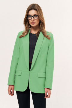 Деловой удлиненный зеленый жакет без шлицы с карманами LeNata 12366 салатовый - фото 1