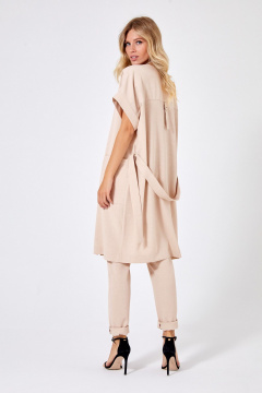 Летняя бежевый платье-туника с карманами и съемным поясом Rivoli 7164 - фото 2