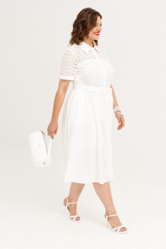 Нарядное летнее белое платье с пышной юбкой и поясом Almirastyle 373 - фото 5