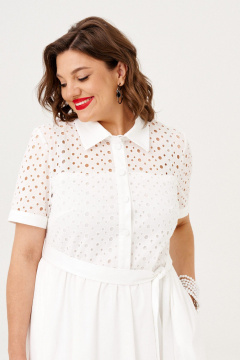 Нарядное летнее белое платье с пышной юбкой и поясом Almirastyle 373 - фото 3